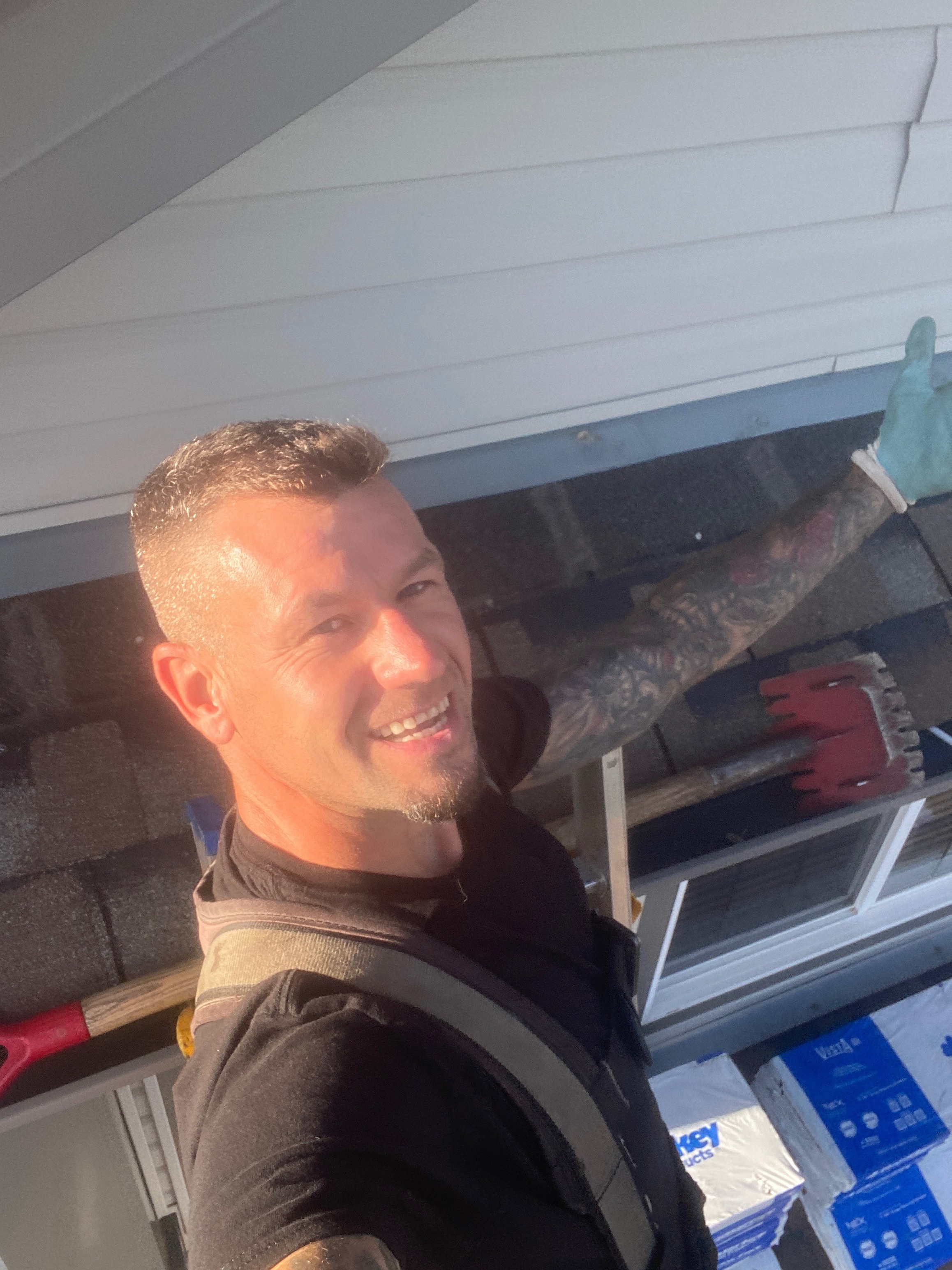 Chad at a roofing job site